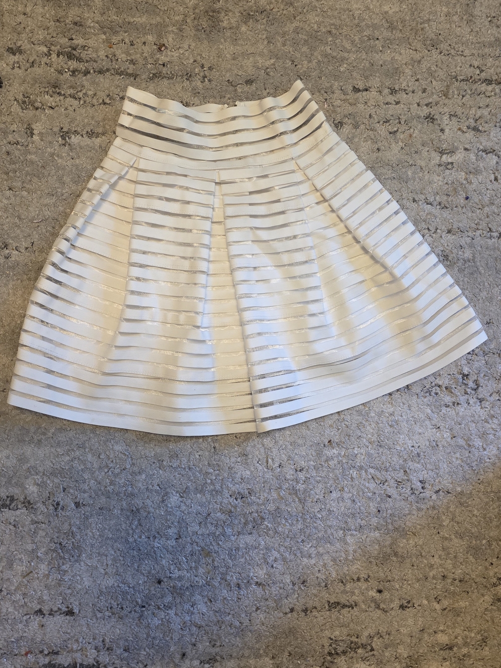 White Striped A-Line Skirt